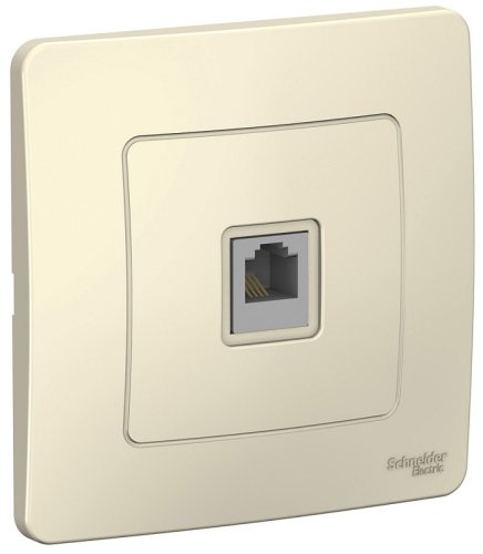 Розетка телефонная с рамкой Systeme Electric Blanca 1-м. RJ11 молочный картинка